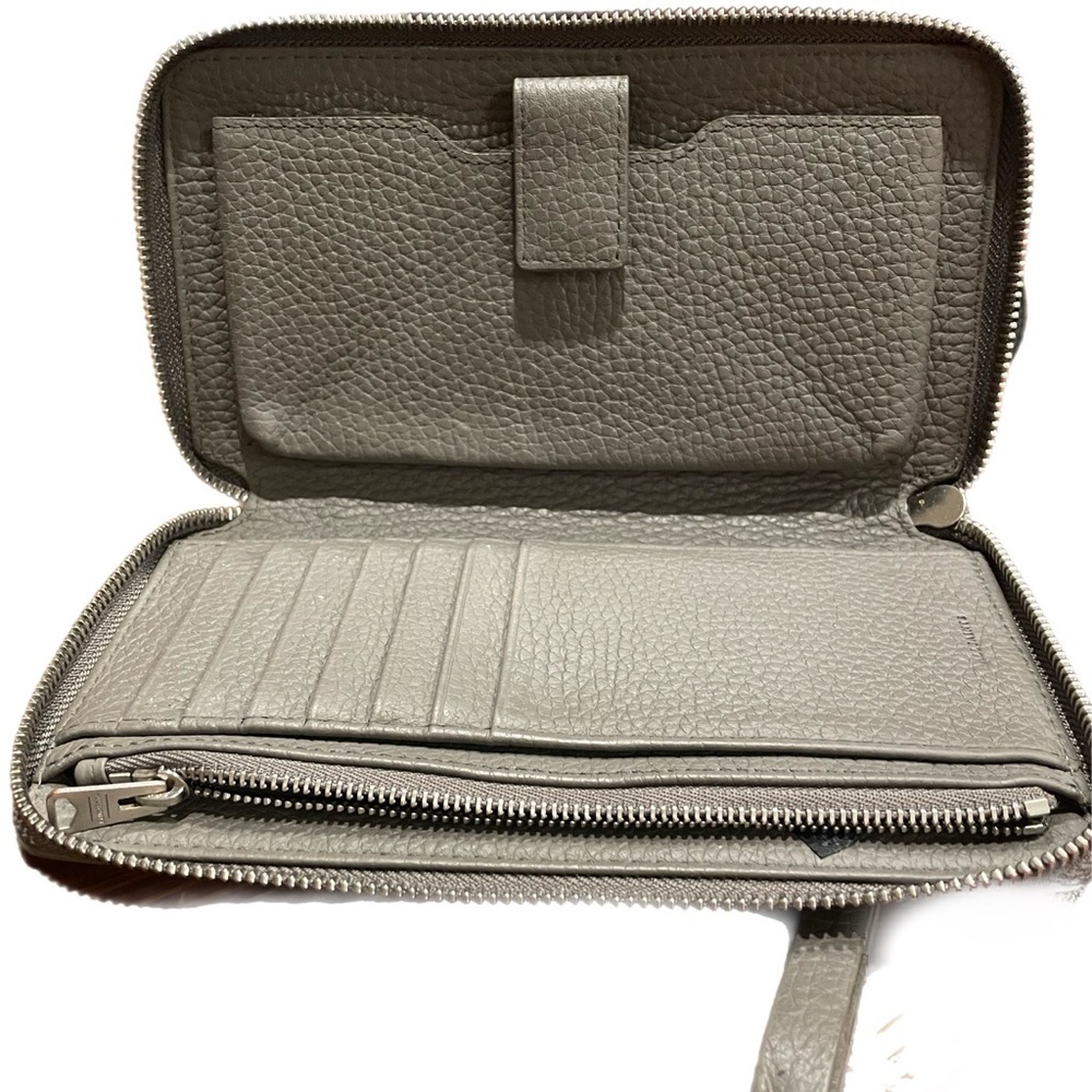 ALLSAINTS gray pebbled leather Long Wallet zippy with wristlet WLT2 - Picture 4 of 10